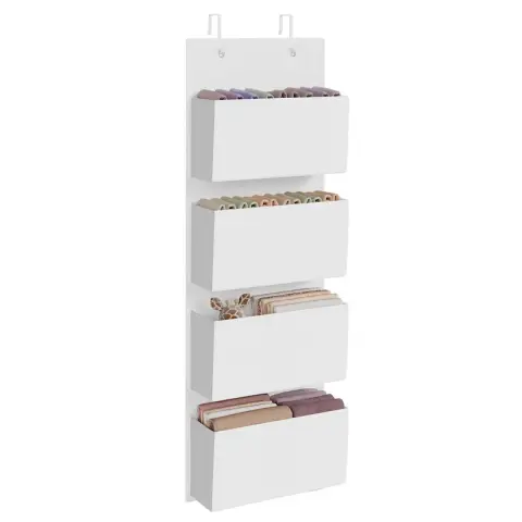 SONGMICS Hanging Closet Organizer, 33.5x12x100cm, 4 Pockets, Cloud White