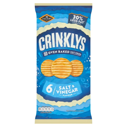 Jacob's Crinklys Salt & Vinegar Snacks Multipack 6 X 23g