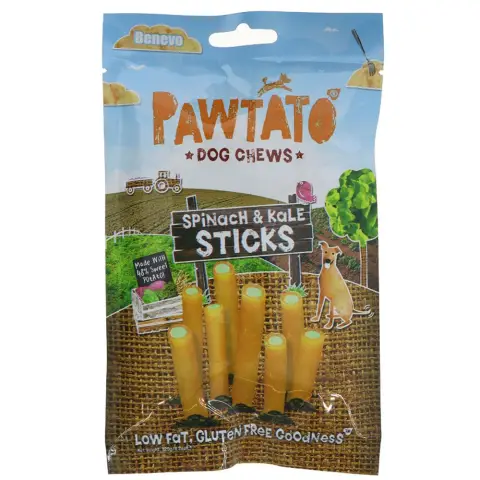 BENEVO - Pawtato Spinach & Kale Chews - Vegan Dog Chews - 120G