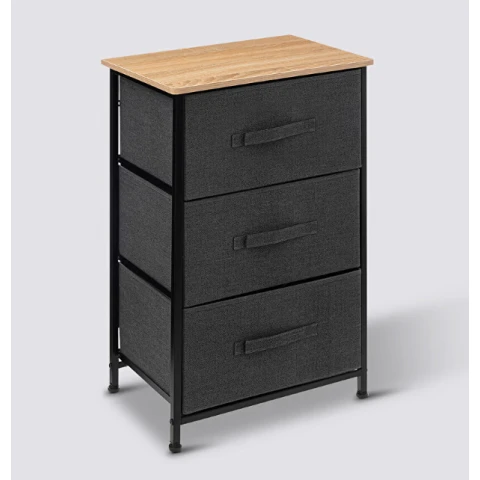 Commode 3 tiroirs Tissa gris foncé