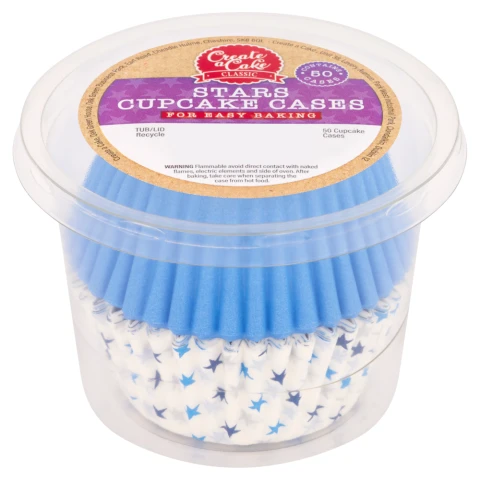 CREATE A CAKE MIXED STAR CUPCAKE CASES 50PK