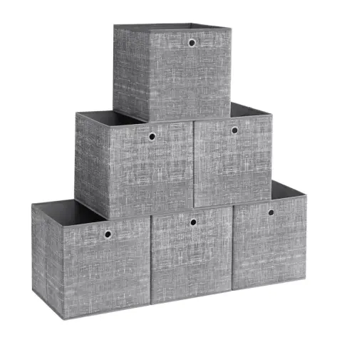 SONGMICS Storage Box, Set of 6, 33x33x33cm, Heathered Grey