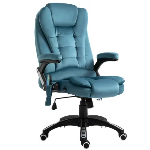 Vinsetto Office Chair with Massager & Heating Velvet Effect Blue