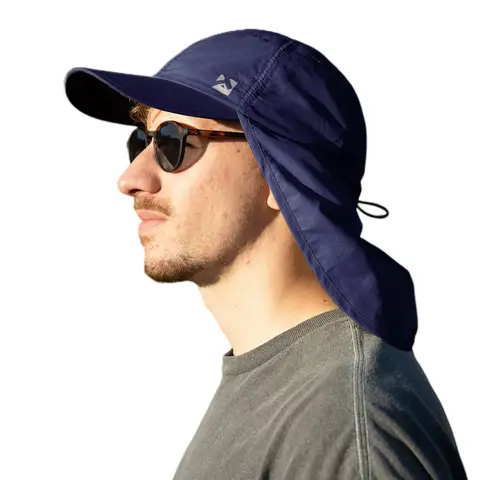 TOP-EX Men's Sunblock Waterproof Adjustable Baseball Cap with Neck Flap M/L Navy