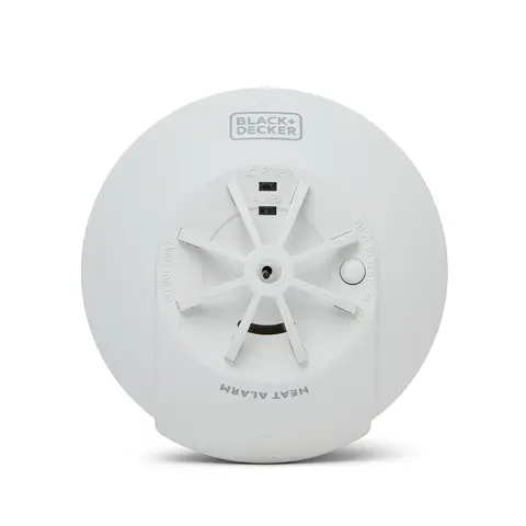 Black + Decker Mains Powered Interlinked Kitchen Heat Alarm. Battery Back Up Included. FAST FIX Base Included.