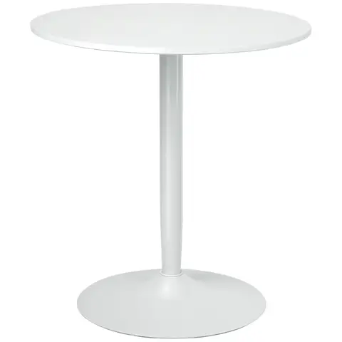 HOMCOM Round Dining Table, Modern Kitchen Table with Steel Base, Non-slip Foot Pad for Living Room, Dining Room White