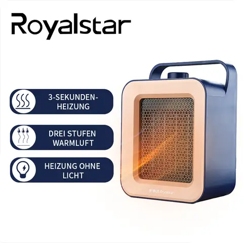 Royalstar Heizlüfter, Elektroheizgerät, 3-Sekunden-Schnellheizung, 1500 W Leistung, mehrfache Sicherheitsschutz, S790W