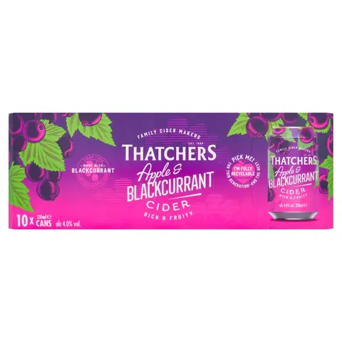 THATCHERS Apple & Blackcurrant Cider 10 X 330ml (ABV 4%)