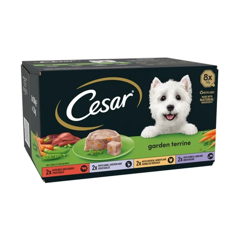 Cesar Garden Terrine Dog Food Tray Mixed in Loaf 8x150g