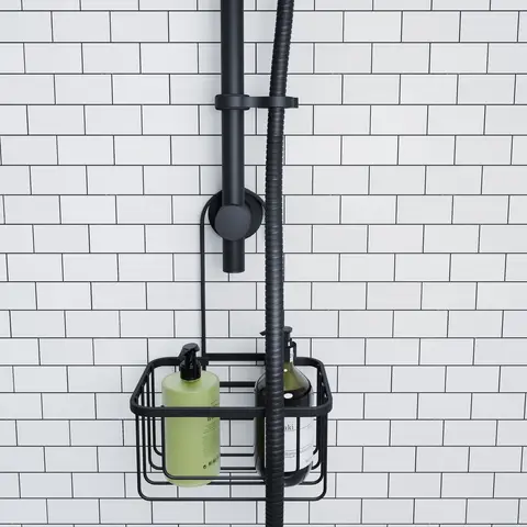 Croydex Shower Riser Rail Hook Over Caddy - Black