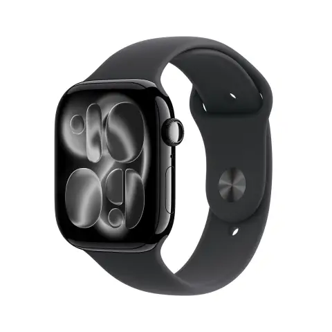 Apple Watch Series 11 GPS + Cellular 46mm Jet Black Aluminiumgehäuse mit schwarzem Sportarmband - M/L