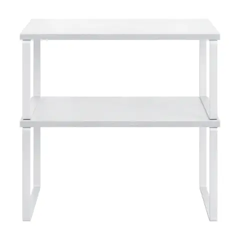 Ochama x SONGMICS  Kast Organizer Plank 15,6 Inch, Set van 2 Stapelbare Keuken Planken, Keuken Opbergrek, Kruidenrek, Wit