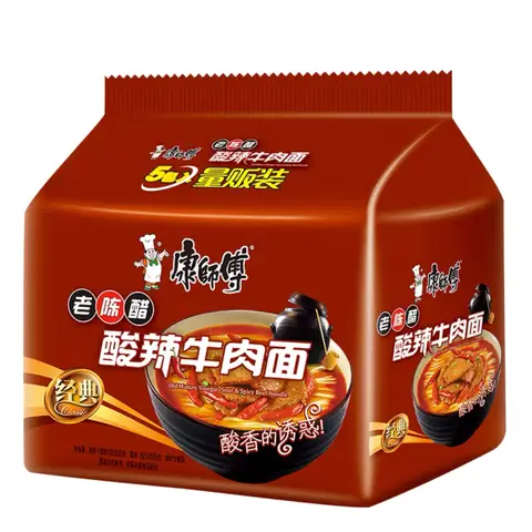 Master Kong Hot & Sour Beef Flavor Instant Noodles with Aged Vinegar, 5-Pack (110g x 5)
