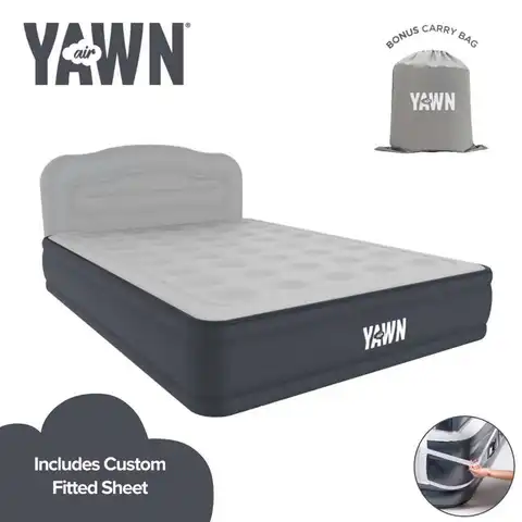Yawn Air Bed Deluxe with Headboard & Fitted Sheet Self Inflating King