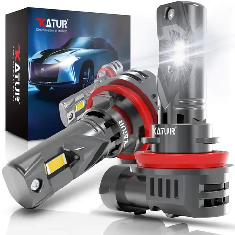 KATUR H11 LED Headlight Bulbs, 100W 30000LM 6000K Xenon White H11 Headlight Bulb 1:1 Mini Size Plug and Play H8 H9 H11 LED Bulb, Pack of 2