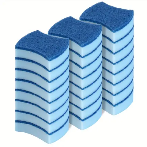 emmama Non-Scratch Scrub Sponges, Blue, 24 Pack, Size:10.5 x 8.3 x 3cm