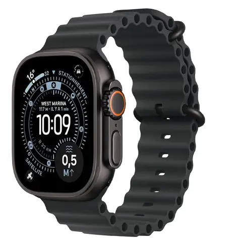 Apple Watch Ultra 3 GPS + Cellular 49 mm - boîtier en titane noir avec bracelet Océan noir