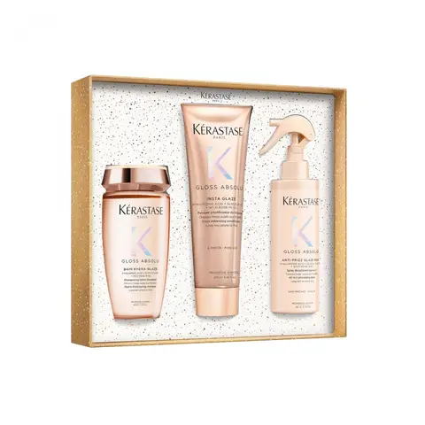 Kerastase Gloss Absolu Set (Bain Hydra Glaze 250 ml; Fondant Flash Glaze, 250 ml; Anti Frizz Glaze Melk, 190 ml)