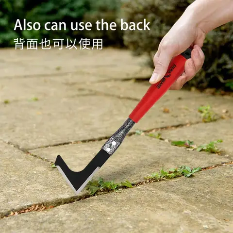 FLORA GUARD joint scraper, double-sided sharp stainless steel blade used for removing moss and weeds in slab joints, weed knife with ergonomic handle