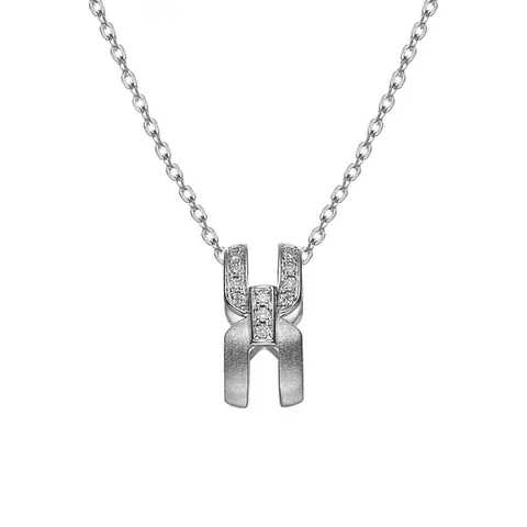 ALAIN MICHAL Intertwine Collier or givré avec diamants en pavé -Blanc avec cadeau spécial Saint-Valentin