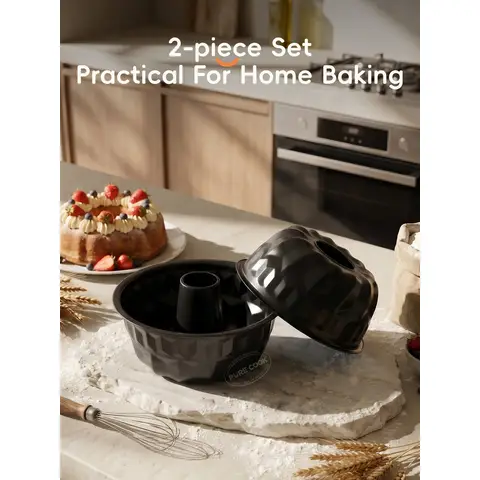 PURE COOK Lot de 2 moules à gâteau antiadhésifs en acier au carbone