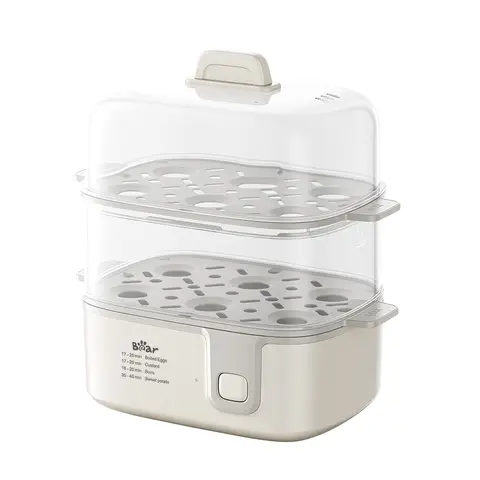 Bear ZDQ-D12R3 Egg Cooker & Egg Steamer, Multifunctional Breakfast Maker, One-Touch Operation, Single & Double Layer Design, Egg Boiler and Egg Custard Maker for 1-3 People