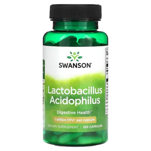 Swanson Lactobacillus Acidophilus Probiotic Gut Health 1 Billion CFU Digestive Support Capsules - 100 Capsules