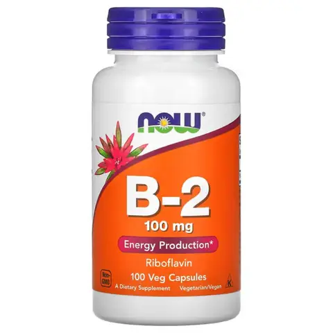 NOW Foods Vitamin B2 Riboflavin Capsules 100 mg Vegan - 100 Capsules