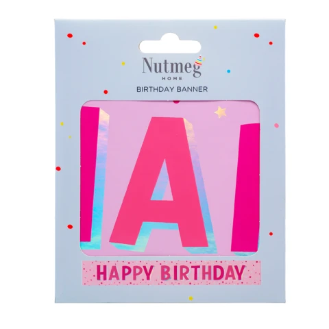 NUTMEG HAPPY BIRTHDAY BANNER PINK
