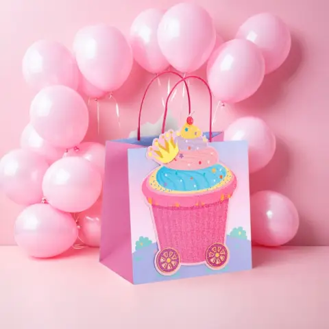 MIKIREI Medium Gift Bag with 3D Making Design - Cake, Pack of 6
