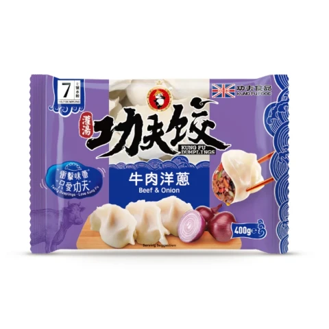 KUNGFU Rindfleisch- und Zwiebeldampfnudeln 400g 功夫水饺-牛肉洋葱 400g
