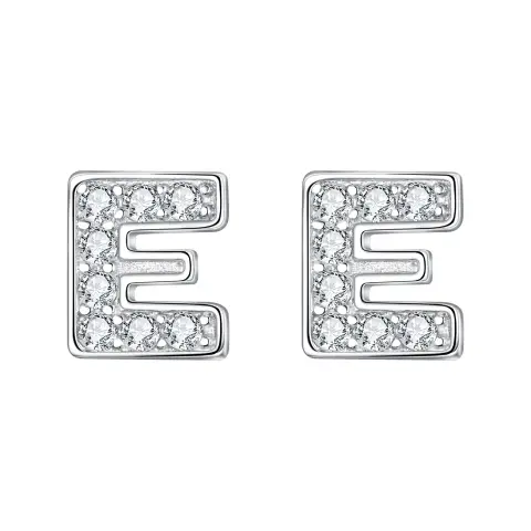 Ever Faith Women's 925 Sterling Silver Pave Cubic Zirconia Initial Letter Stud Earrings Clear