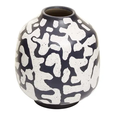 Fifty Five South Vase Tundra Round Earthenware Black/White