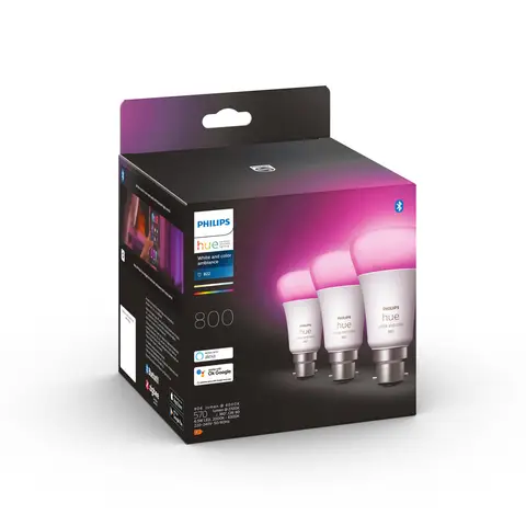 Philips Hue White & Color Ambiance 800 Smart LED Spotlight - B22, Triple Pack