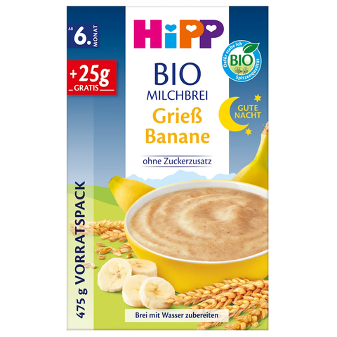HiPP Bio-Milchbrei Gute Nacht Grieß-Banane ab 6. Monat Vorratspack+25g 450 g