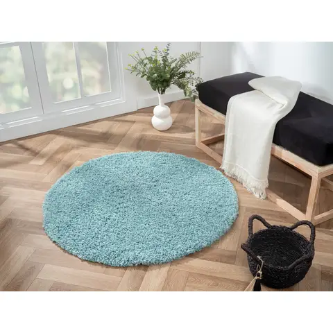 My Flair Runder Teppich "My Shaggy" Hellblau 150 x 150 cm