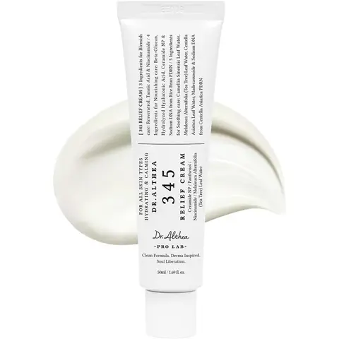 Dr. Althea 345 Relief Cream | Hydraterende crème voor kalmerende herstel en puistjesverzorging met tea tree-bladwater & niacinamide | Koreaanse veganistische huidverzorging voor alle huidtypes, 50 ml