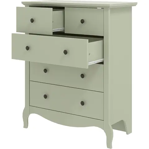 Galano Stella 3+2 Drawer Chest – Modern 5-Drawer Storage Cabinet for Bedroom, Living Room, Hallway or Entryway – Grey