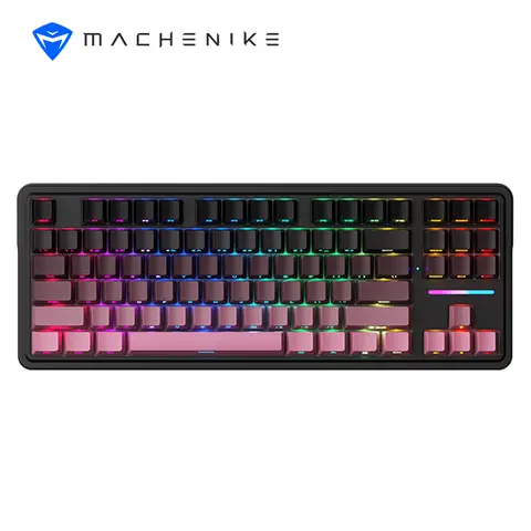 Machenike KG87 80% Mechanical Tri-Mode Keyboard, QWERTY US layout, Gasket Mount, Latte Switch-Pink