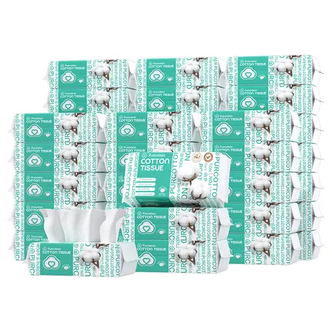 Purcotton  Cotton Facial Tissue 4000 sheets 100 sheets*40 packs Extra-large capacity family pack Economical and practical