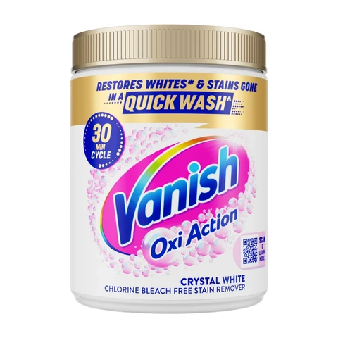 Vanish Gold Oxi Action Crystal White Chlorine Bleach Free Stain Remover Powder For Whites 850g