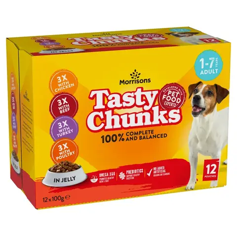 Morrisons Tasty Chunks in Jelly 1-7 Years Adult 12 x 100g