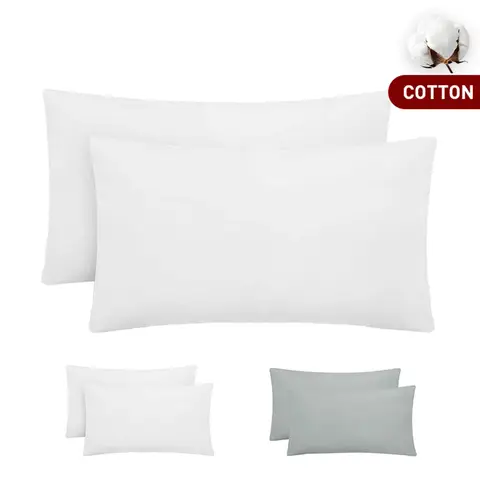 LeBonsoir Basics 50x75cm Pillowcases Set of 2， 100% Cotton， Soft and Breathable， Envelope Closure， White， Pillows Not Included