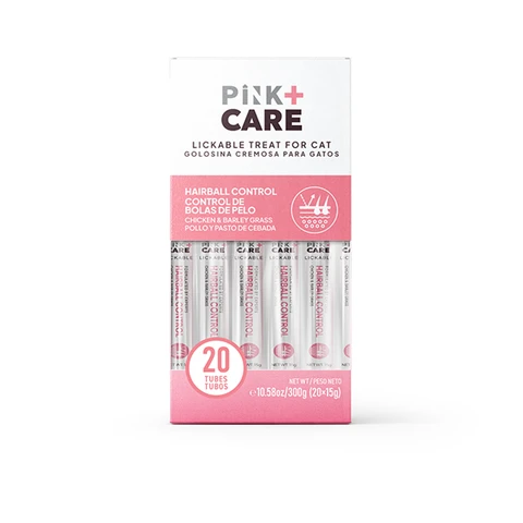 PINK+CARE Friandises saveur poulet & herbe d’orge sans additifs, sans céréales et sans soja pour chats – 20 × 15 g 