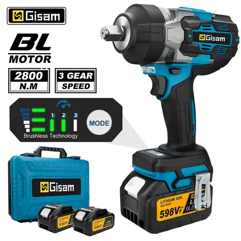 Gisam 2800N.M Bürstenloser Akku-Drehschlagschrauber 1/2 Zoll, kompatibel mit Makita 18V-Akkus, Elektrobohrschrauber, Pin