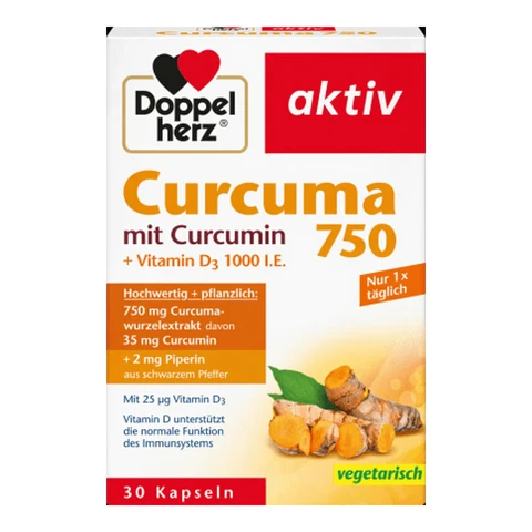 Doppelherz Curcuma 750 mit Curcumin + Vitamin D3 30 Stück