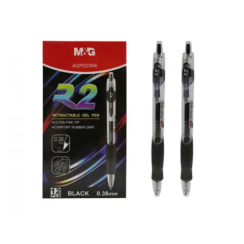 M&G R2 Gel Pens, 12 Pack 0.38 mm Ultra Fine Point Retractable Gel Ink Pens, High Capacity, Smooth Writing Gel Pens with Soft Grip for Office and School