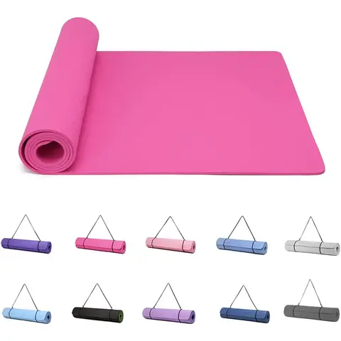 Gute Nacht Yoga-Matte Übungs-Matten Workout Pilates Fitness-Matte für Frauen Männer rutschfest dicke 10mm hohe Dichte Turn-Matten mit Tragegurt TPE 183 x 61 x 0,6 cm (Schwarz/Grau) Pflaume