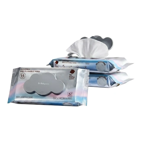 Bc Babycare Flushable Toilet Wipes for Sensitive Skin, 100% Plant-Based Fibers, Truly Flushable Hypoallergenic, IWSFG Certified, 3 Packs x 42 Wipes, Potty Training Essentials