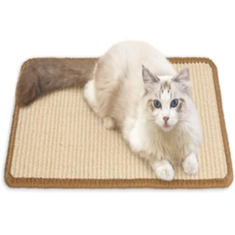 fukumaru Cat Scratching Mat, Sisal Fabric, Edged with Thread, 60×80cm